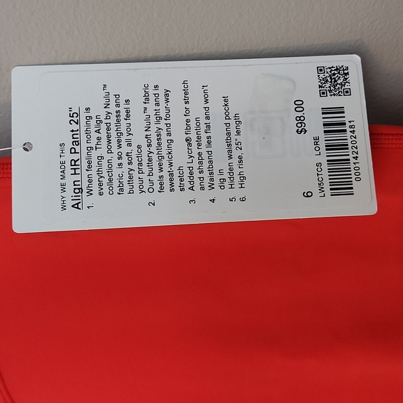 Lululemon NWT Align HR Pant 25" inseam size 6 - Picture 2 of 4